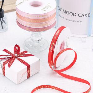 Cinta de Flores en Rollo de 1.0cm, Poliéster Tejido con Estampado Dorado 'El Amor Es Eterno', para Regalos de Boda, Decoración DIY - Product Image 5