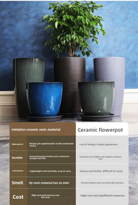 Jardinières décoratives hautes en résine P294 pour plantes d'intérieur, pots <span class=keywords><strong>à</strong></span> <span class=keywords><strong>fleurs</strong></span> de <span class=keywords><strong>grande</strong></span> <span class=keywords><strong>taille</strong></span> de haute qualité, jardinières et pots légers pour hôtel - Product Image 2