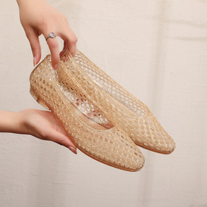 Transparent PVC Pointed Toe Jelly Shoes <b>Slip</b>-<b>On</b> Breathable Summer Flats - Product Image 1