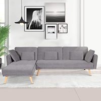 Sofá Seccional en Forma de L con Tapicería de Terciopelo, Armazón de Madera, Sofá de Esquina con Espuma de Alta Densidad para Sala de Estar con Chaise Longue, Precio de Fábrica