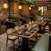 Tables et chaises en bois massif vintage, mobilier commercial pour restaurants de hot pot et restaurants occidentaux