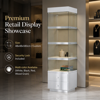 Vitrine de luxe en verre trempé pour magasin, construction robuste, sécurisée et verrouillable, blanche, pour bijoux et centres commerciaux
