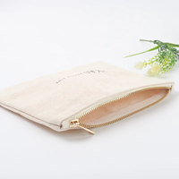 Sac à Maquillage en Toile de Coton Écologique en Gros avec Fermeture Éclair, Double Face, Pochette d'Accessoires, Pochette Cosmétique à Motif Personnalisé