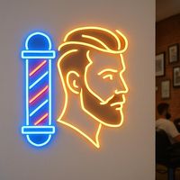 Enseigne néon LED personnalisée à intensité variable pour barbier, avec télécommande, décoration pour salon de coiffure, lumières néon LED