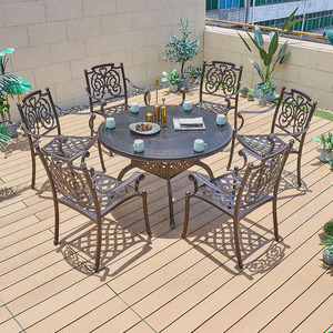Bahçe Villa teras depo açık hava eğlence barbekü için dayanıklı açık dökme alüminyum demir masa sandalye kanepe kombinasyonu - Product Image 1