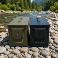 Boîte de rangement portable, résistante à l'humidité et verrouillable pour la chasse et les voyages en plein air, avec boîte à munitions sécurisée en acier