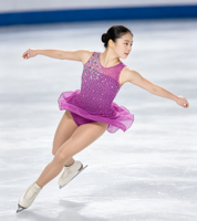 Robe de patinage artistique sans manches en Spandex/Nylon, couleur magenta, ornée de strass et de maille, dos en V, pour spectacle sur scène, pour enfants