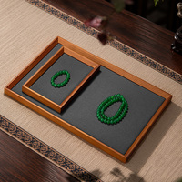 Plateau de présentation de bijoux en bois de frêne massif, doublé de suède, organisateur pour colliers, bagues, bracelets, comptoir de magasin, vente en gros, personnalisé