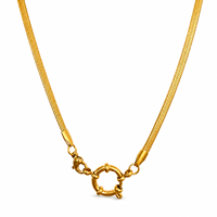Collier chaîne chevrons doré avec fermoir circulaire, bijou minimaliste tendance pour femme, accessoire de mode quotidien