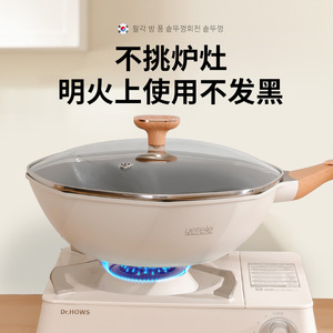 Wok octogonal antiadhésif en pierre Maifan Yetele à fond plat pour cuisinière à gaz et à induction avec design de versement à huit angles - Product Image 4