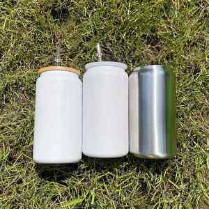 Custom Logo White Blank Sublimation Stainless Steel 16Oz Unbreakable Metal <b>Drinking</b> Soda Can Keep <b>Hot</b> Cold - Product Image 1