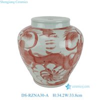 DS-RZNA30-A Base de lampe de table en céramique rouge et blanche traditionnelle de Jingdezhen, vente en gros, éclairage chinoiserie