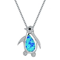 Vente en gros de pendentif crabe pieuvre pingouin plaqué rhodium en argent avec collier chaîne à maillons bijoux en alliage mignon pour cadeau ou fête
