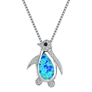 Wholesale Silver Rhodium Plated Penguin Octopus <strong>Crab</strong> Pendant with Link Chain Necklace Cute Alloy <strong>Jewelry</strong> for Gift or Party - Product Image 1