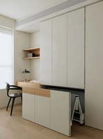 Armoire Pliante Minimaliste Moderne avec Lit Escamotable Intégré – Meuble de Rangement Gain de Place pour Bureau à Domicile, Salle d'Étude, Petit Appartement