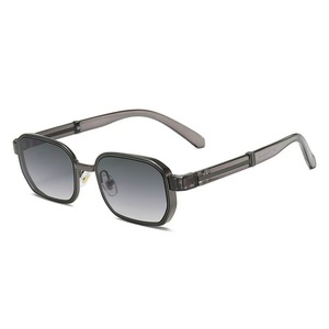 Gafas de Sol Retro Europeas Americanas de Metal UV400 Unisex para Viajes al Aire Libre, Forma Cóncava Rectangular, Montura Pequeña, Protección Solar - Product Image 3