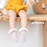 Personnalisé de Haute Qualité Printemps Été Cool Respirant Nouveau-Né Infantile Coton Bébé Filles Douce Princesse Style Dentelle Chaussettes Crew