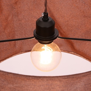 Camera da letto stile nordico in poliestere tessuto <span class=keywords><strong>marrone</strong></span> chiaro <span class=keywords><strong>paralume</strong></span> di colore E27 lampada singola luce pendente per ristorante - Product Image 6