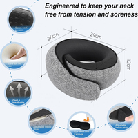 Oreiller de voyage ergonomique en mousse à mémoire de forme pliable en U, avec housse amovible et lavable, pour le soutien du cou des adultes en avion et en voyage