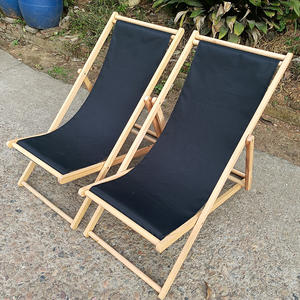 Chaise longue de <span class=keywords><strong>jardin</strong></span> réglable et vintage personnalisée pour l'extérieur siège de plage en bois pliable à rayures jaunes et blanches avec oreiller pour la pêche en salle de sport - Product Image 5
