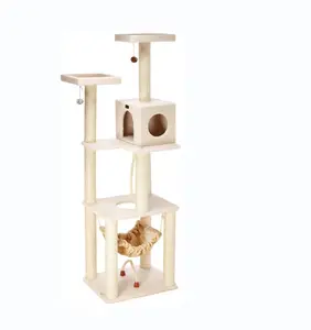メーカー家具高品質コンドミニアム豪華な幸せなペット手作り木製マルチレベル猫の木の家