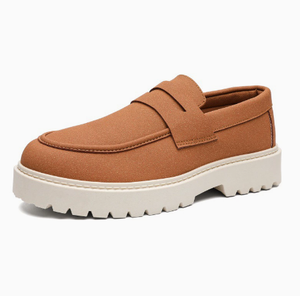 Men PU Leather Loafers Thick Soles Mid Heel Wide Toe <b>Box</b> Casual British Style Office Wedding <b>Dress</b> Shoes EU 39 to 46 Large Sizes - Product Image 6