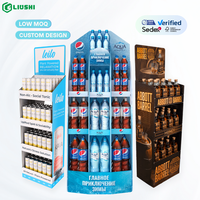 Support d'affichage en carton ondulé de haute qualité, support d'affichage pour sol de magasin, présentoir personnalisé pour boissons, bière, vin, eau, bouteilles