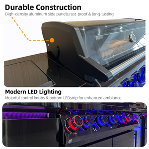 Cuisine extérieure complète avec îlot BBQ, évier, tiroirs coulissants en acier inoxydable, design moderne, réfrigérateur et grill - Product Image 3