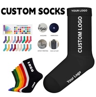 Chaussettes colorées personnalisées avec logo, en coton, pour hommes et femmes, mi-mollet, avec impression de marque sur mesure, vente en gros directe usine