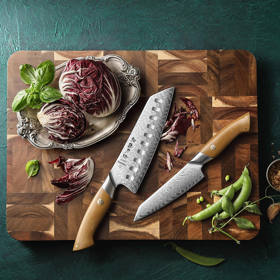 Duo Linéo — 2 couteaux Santoku & Utilitaire — présentation