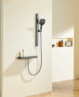Système de douche mural moderne de luxe à 2 trous chaud/froid avec barre coulissante, 4 modes de jet et valve en céramique