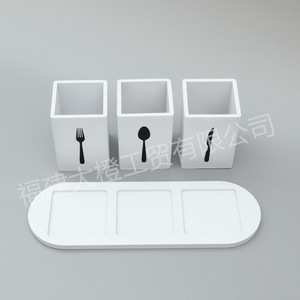 Juego de Porta Cubiertos de Bambú de 3 Piezas, Organizador de Cocina Minimalista con Bandeja para Guardar Tenedores, Cucharas y Cuchillos - Product Image 3