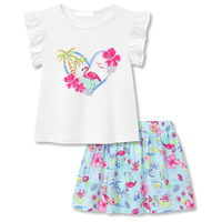 Ensemble jupe pour petites filles, ensemble 2 pièces avec haut à volants et jupe à imprimé floral, tenues pour le parc en plein air