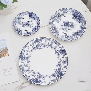 Juego de Platos de Porcelana Esmaltada con Diseño de Plantas de Lujo, 3 Piezas, Apto para Alimentos, Decoración para el Hogar, para Bodas, con Logotipo - Product Image 3