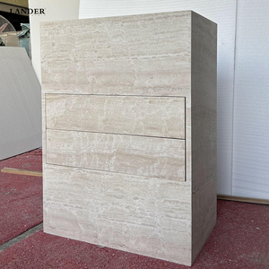 Lander Stone Beige <span class=keywords><strong>Travertin</strong></span> Lavabo en marbre Vanité Armoires <span class=keywords><strong>de</strong></span> <span class=keywords><strong>salle</strong></span> <span class=keywords><strong>de</strong></span> <span class=keywords><strong>bain</strong></span> Vanités avec deux tiroirs Vanité en pierre naturelle - Product Image 2