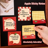 Lot de 50 feuilles de notes adhésives Kawaii en forme de pomme 8x8cm, papier offset 70gsm, autocollants de planification de dessins animés pour listes de tâches
