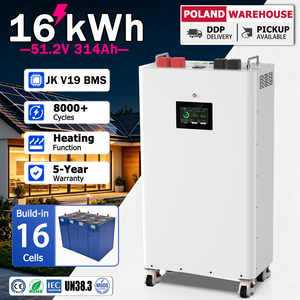 แบตเตอรี่ลิเธียมโพลีเมอร์ Lifepo4 ขนาด 51.2V 314Ah 16kWh ของโปแลนด์ พร้อมระบบจัดการแบตเตอรี่ JK V19 BMS สำหรับสำรองไฟบ้าน แบบตั้งพื้นเคลื่อนย้ายได้ - Product Image 1