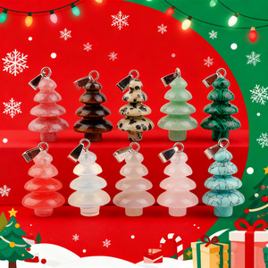 Collier pendentif sapin de Noël en cristal et pierre naturelle de <span class=keywords><strong>Madagascar</strong></span>, personnalisable, cadeau de Noël et du Nouvel An, vente en gros - Product Image 4