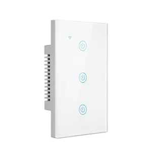 EUA/REINO UNIDO/UE Versão Único Fio Vivo 1/2/3/4 Gang interruptor de parede Inteligente de Luz WI-FI switch tuya com wifi remoto switch, com o google alexa