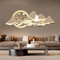 Peinture murale LED lumineuse en acrylique de style chinois moderne et luxueux, avec support écologique, pour la décoration du salon