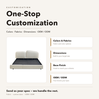 Tempat Tidur Berlapis Kain Boucle Krim untuk Kamar Tamu Hotel, Headboard Bundar Ganda Custom, Rangka Dalam Hitam