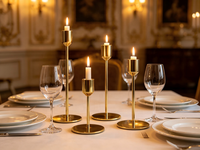 Porte-bougie conique en métal doré |   Ensemble individuel ou personnalisé |   Plusieurs hauteurs |   Décoration de mariage et de la maison