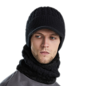HLC524 invierno hombres cálido sombrero <span class=keywords><strong>de</strong></span> <span class=keywords><strong>lana</strong></span> cuello conjunto suave espesar <span class=keywords><strong>lana</strong></span> esquí sombrero bufanda hombres <span class=keywords><strong>orejeras</strong></span> gorro <span class=keywords><strong>de</strong></span> punto bufanda conjunto - Product Image 5