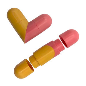 빈 립스틱 튜브 라운드 더블 엔드 립스틱 포장 접이식 핑크 옐로우 혼합 색상 플라스틱 립 밤 튜브 - Product Image 4