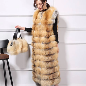 New Style Wholesale Modern Design Fluffy Fur Vest <strong>Girls</strong> Women <strong>Long</strong> Real Fox Fur <strong>Gilet</strong> - Product Image 6