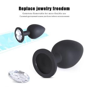 Tapones Anales <span class=keywords><strong>de</strong></span> Silicona <span class=keywords><strong>de</strong></span> Color Negro con Joyas, Juguetes <span class=keywords><strong>de</strong></span> Entrenamiento Anal, Juegos Sexuales, Masajeador Personal para Mujeres, Hombres, Parejas y Amantes - Product Image 5