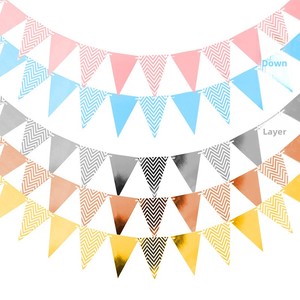 Banderines Triangulares Bronceados, Banderas Onduladas, Decoraciones para Fiestas de Cumpleaños, Guirnaldas de Papel Doradas, Plateadas y Rosas para Aniversarios - Product Image 5