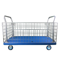 Chariot à cage à quatre roues Uni-Silent 400 kg, robuste, avec cadre de 1355x650 mm pour plateforme logistique, chariot à pousser PLA400Y-AM1