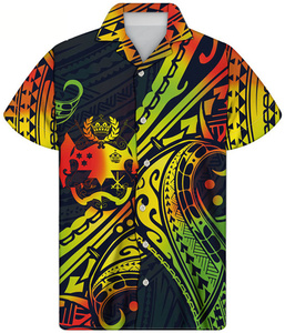 <span class=keywords><strong>T</strong></span>-<span class=keywords><strong>shirt</strong></span> manches courtes pour homme, estival et décontracté, avec motif Tribal <span class=keywords><strong>Orange</strong></span>, style bohémien, col cubain, grande taille - Product Image 4