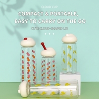Bouteille d'eau en plastique transparente pour enfants, avec couvercle nuage mignon, écologique, imprimé dessin animé créatif, portable, vente en gros OEM